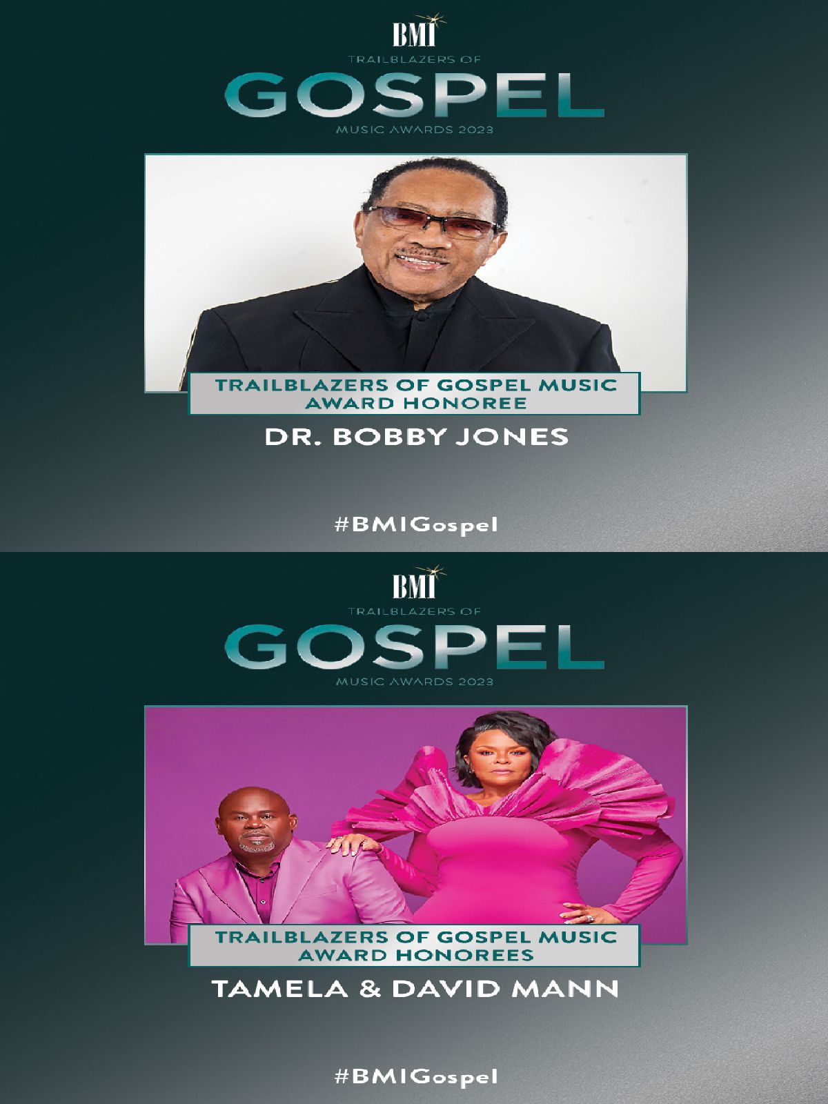 BMI Gospel Music Awards 2023 Atlanta, Tamela & David Mann, Dr. Bobby Jones to Be Honored at 2023 BMI Trailblazers of Gospel Music Awards